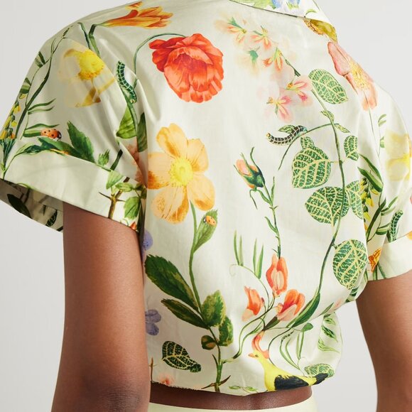 Cara Cara Asbury cropped tie-front floral-print cotton-poplin shirt - Picture 3 of 4